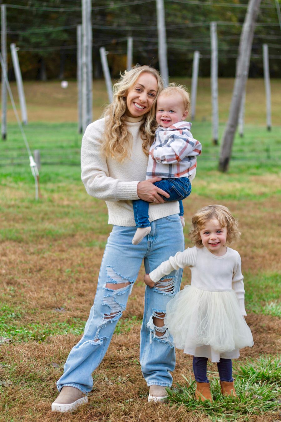 Katy McConville with her family on the farm